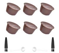 6 Pcs Reusable Coffee Pods, Reusable Pods with Bring Spoon and Cleaning Brush, Coffee Capsule Cup Filter Cups, Suitable for Daily Coffees Brewing at Home or in The Office