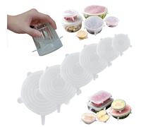 6 PCS Reusable Silicone Lids Sustainable Stretch Covers for Bowls Cans Cookware Stretches to Fit All Containers Ideal for Yoghurt Pots Jam Jars