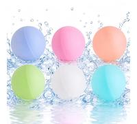 6 PCS Reusable Water Balloons, Quick Fill Water Bombs with Snap Closure Design, Refillable Outdoor Water Balls for Garden Pool Beach Summer Activities