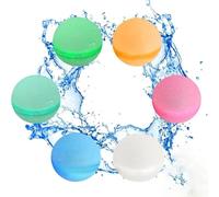 6 PCS Reusable Water Balloons, Self-Sealing Silicone Water Bombs, Quick Fill Water Balloons for Outdoor Water Games, Pool Party Activities, Summer Events in Pink Blue Green Orange Yellow Red