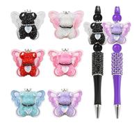 6 PCS Rhinestone Focal Beads for Pens, Glitter Sparkle Diamond Beads for Jewelry Making,Large Crystal Rhinestone Beads Bulk for Keychain Bracelet Necklace DIY Handmade Crafting (Bear C)