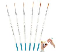 6 Pcs Rigger Brush Set, Detail Paint Brushes with Extra Long Fine Point, Highly Flexible Script Liner Brushes for Miniatures, Nail Art, Acrylic, Watercolor, Oil, Gouache Painting (Sizes 000-3)