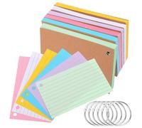 6 Pcs Ring Bound Index Cards Double Sided Lined Paper 50 Pages | Thick Cover, Hole Punched Pages, Suitable for Notes, Vocabulary Words, Studying, Office Desk Planning