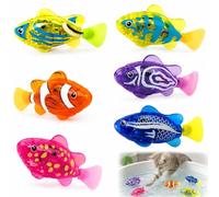 6 PCS Robo Fish, ZMCVOE Swimming Fish Bath Toy with Light Up Function, Magic Swimming Fishs, Interactive Swimmings Robot Fishs Toy for Cats Pet Swimmings Baby Bath Toy