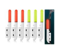 6 Pcs Rod Tip Lights for Night Fishing, Portable LED Sea Fishing Bite Alarm Bell Glow Sticks with Buckle 3 Green + 3 Red Luminous Waterproof Not Easy to Fall Off, for Night Fishing Tackle Accessories