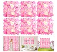 6 Pcs Rose Floral Wall 3D Silk Flower Wall Panels Decorative Faux Flower Wall Background for Wedding Home Decoration Background Shop Party Photo Arrangement (Pink)