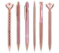 6 Pcs Rose Gold Ballpoint Pen Set，Crystal Diamond Pen Liquid Sand Glitter Pen，Liquid Sand Pen Fancy Crystal Diamond Pen Girly Pens Cute Pens For Women Desk Decor Journaling Girls School Wedding Gift