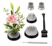 6 Pcs Round Metal Flower Frog Set | 3 Assorted Sizes Steel Pin Floral Holder, Reusable Ikebana Arrangement Fixing Tool for Vase Home Hotel Garden