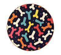 6 Pcs Round Microfiber Leather Coasters, Restaurant Decor Coaster Set, Cartoon Dog Bones Print Coffee Table Mats for Most Cups