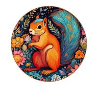 6 Pcs Round Microfiber Leather Coasters, Restaurant Decor Coaster Set, Color Drawing Squirrel Print Coffee Table Mats for Most Cups