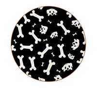 6 Pcs Round Microfiber Leather Coasters, Restaurant Decor Coaster Set, Dog Bones White Print Coffee Table Mats for Most Cups