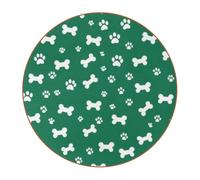 6 Pcs Round Microfiber Leather Coasters, Restaurant Decor Coaster Set, Dog Paws Bones Print Coffee Table Mats for Most Cups