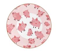 6 Pcs Round Microfiber Leather Coasters, Restaurant Decor Coaster Set, Pink Pig Pattern Print Coffee Table Mats for Most Cups