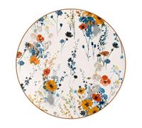 6 Pcs Round Microfiber Leather Coasters, Restaurant Decor Coaster Set, Wildflowers Print Coffee Table Mats for Most Cups