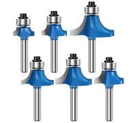 6 Pcs Round Over Router Bit 1/4" Shank Carbide Tipped Blade Radius 3/4" 7/8" 1" 1-1/8" 1-1/4" 1-1/2" Roundover Edging Router Bit Woodworking Milling Cutter Tool
