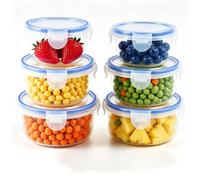 6 Pcs Round Plastic Food Storage Container with Lids (300ml, 600ml, 1000ml) | BPA-Free Plastic Reusable Snack Pots with Clip Lock,Stackable Round Food Containers for Kitchen and Pantry Storage