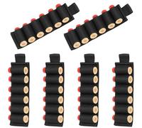6 PCS Round Shell Holder for Rifle Shotgun Cartridge, Buttstock Shell Holders with Molle Utility Pouch Hook and Loop