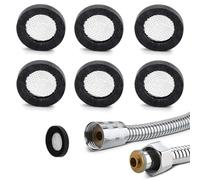 6 Pcs Rubber Washers, Shower Washer Shower Hose Washer 3/4" 24mm OD 16mm ID 3mm Thickness with Stainless Steel Filter for Faucet Hose, Shower Hose (Black)