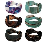 6 Pcs Rustic Distressed Teal Green Barn Wood P Headbands for Women Twist Knotted Women Head Bands Stretchy Hair Bands Non Slip for Girls