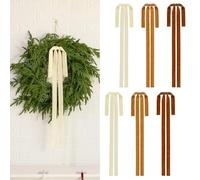 6 Pcs Rustic Velvet Bows for Christmas Tree, 23.6 x 15.7 Inch Vintage Large Ribbon Bow for Xmas Tree Wreath Garland Staircase Fireplace Mantel Wedding Holiday Home Decor (Brown+Cream White+Khaki)