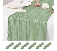 6 Pcs Sage Green Table Runner 10Ft Cheesecloth Table Runner 21x120 inch Rustic Gauze Table Runners Romantic Long Sheer Fabric Cheese Cloth Table Runners for Wedding Party Bridal Baby Shower