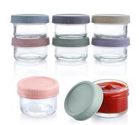 6 Pcs Salad Dressing Container To Go, 1.7 oz Glass Small Condiment Container with Lids, Dipping Sauce Cups Set, Leakproof Reusable Sauce Containers for Lunch Box Work Trip