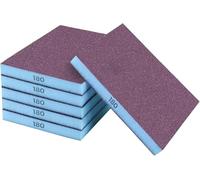 6 Pcs Sanding Sponges 180 Grit, Washable and Reusable Sanding Block, Wet Dry Sand Paper Pack Sanding Pads for Wood, Metal, Plastic, Drywall Grinding and Polishing