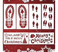 6 Pcs Santa Footprint Stencil, Christmas Stencils Set, Reusable Santa Boot Prints, Suitable for Corridor, Doorway, Windows, Christmas Tree Surrounding (6 Styles/30 x 14 cm)