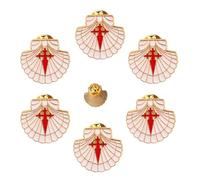 6 Pcs Santiago Cross Pins, Santiago Pilgrims Way Badge, Scallop Shell St James Cross Lapel Pin, One Size, Metal, no gemstone