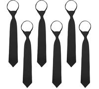 6 PCS School Tie, Blak Tie Kids, Kids Tie, Boys' Ties, Kids Pre-Tied Necktie with Loop, Boys Elasticated Pre-tied Tie for Toddlers and Teenagers Weddings and School Uniforms, Boys and Girls (Black)