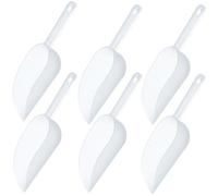 6 Pcs Scoops for Food, Ice Scoop, Candy Scoop, Popcorn Scoop, White Oval, Dishwasher Safe Buffet Flour Sugar Scoop, for Rice Ice Cream Flour Sugar Coffee Beans Melon Seeds Food Shovel