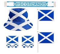 6 PCS Scotland Bucket Hat Set, Flags Face Tattoos Scarf, Scotland World Cup 2026 Merchandise, National Team Support Gear, Fans Accessories for Stadium Events Team Celebrations Blue