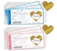 6 PCS Scratch Card Reveal Holiday Surprise Personalised Boarding Pass Scratch Card with Envelope and heart Scratch Card Stickers, Where We Are Going on Holiday Boarding Pass Surprise Trip Reveal