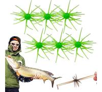 6 Pcs Sea Urchin Soft Bait | 6cm Realistic Fuzzy Dice Fishing Lure for Bass & Perch | Floating TPR Swimbait with Reflective Stars | 6 Colors Artificial Worm Bait for Saltwater & Freshwater