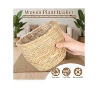 6 Pcs Seagrass Plant Basket with Plastic Liners Woven Stylish Planter Baskets Bulk for Flower Pots Cover and Room Decor