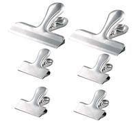 6 PCS Sealing Clips, Stainless Steel Closure Clips, Silver Metal Clip 7.6cm & 4cm, Chip Bag Clips, Coffee Food Bag Clamps, Bulldog Clips for Tags Bags, Photos, Shops, Kitchen and Office