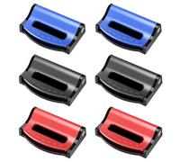 6 PCS Seat Belt Clip, Car Seat belt Adjuster Holder Lock Shoulder Neck Strap Positioner Belt Retainer Seat Belt Insert Buckle Stopper, Auto Vehicle Buckle Locking Clip for Kids Adults (Black Red Blue)