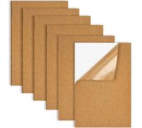 6 Pcs Self-Adhesive Cork Boards, 300 * 200 * 1 2 3 mm Square Cork Board, Cork Wall Panels for DIY, Peel and Stick Cork Backing Board, Thick Cork Boards, Bulletin Board for Office, Home, School