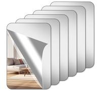 6 PCS Self Adhesive Mirror Tiles,30 x 20cm Acrylic Mirrors Stickers for Walls,Flexible Frameless Tiles for Home Bathroom Bedroom Living Room Gym Hallway