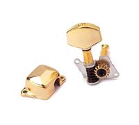 6 Pcs Semi-Closed Guitar Tuning Pegs, Gold Zinc Alloy Machine Heads, 3R3L, with Ferrules and Screws for Electric Guitar