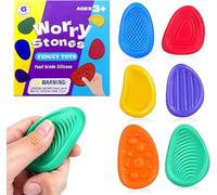 6 Pcs Sensory Stone + 2 Sensory Rings Set | Anxiety & Stress Relief Finger Toys for Autism + ADHD, Emotion Worry, Focus, Relax & Sensory Stimulation ,Classroom Fidget (6 Pcs Stones)