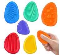 6 Pcs Sensory Stones, Fidget Toys for School, Tactile Sensory Toys for Autism Kids Calming, Silicon Soft Worry Stones, Workplace with Anxiety Relief for Kids Adults, Color, Silicone
