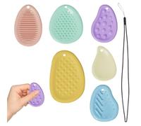 6 Pcs Sensory Stones,Portable Anger Management Toys,Anxiety Relief for Kids & Adults,Textured Worry Stones for Kids with Silicone Rope,for Various Occasions and Different People