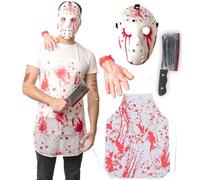 6 pcs Serial Killer Costume - Halloween Costumes For Men - Adult & Teen One Size Fits All - 2024 Trending Fancy Dress - UK Based Brand