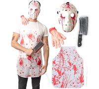 6 pcs Serial Killer Costume - Halloween Costumes For Men - Adult & Teen One Size Fits All - 2024 Trending Fancy Dress - UK Based Brand