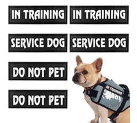 6 Pcs Service Dog Patch with Hook Backing, in Training Dog Patch for Vest Harnesses, Do Not Pet Sticker Reflective Removable Tags (6.2 X 1.9) Inch