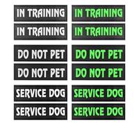 6 Pcs Service Dog Patches with Hook Backing for Dogs Harness, Reflective and Removable Tags, Service Dog, DO NOT PET and in Training Patch, Assistance Vest Patches