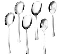 6 PCS Serving Spoon, 3 Styles Stainless Steel Serving Spoons Large, Multi-Functional Table Spoon, Cooking Spoons with Long Handle for Kitchen, Cooking, Restaurant Banquet