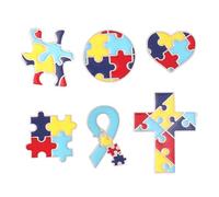 6 Pcs/Set Awareness Pins Puzzle Brooches Pins Scarf Decor For Hats Scarves Badges