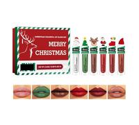 6 Pcs/Set Christmas Colorful Lip Gloss Set Matte Lips Tint Moisturizing Lipstick Nourishing Lip Stain